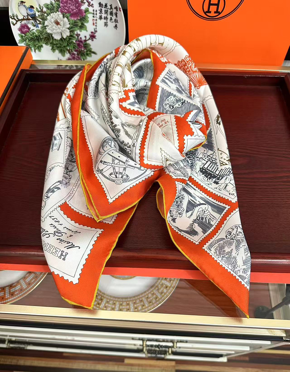 Hermes Scarf Stamp Carre 90 Le Philateliste du Faubourg 90*90cm